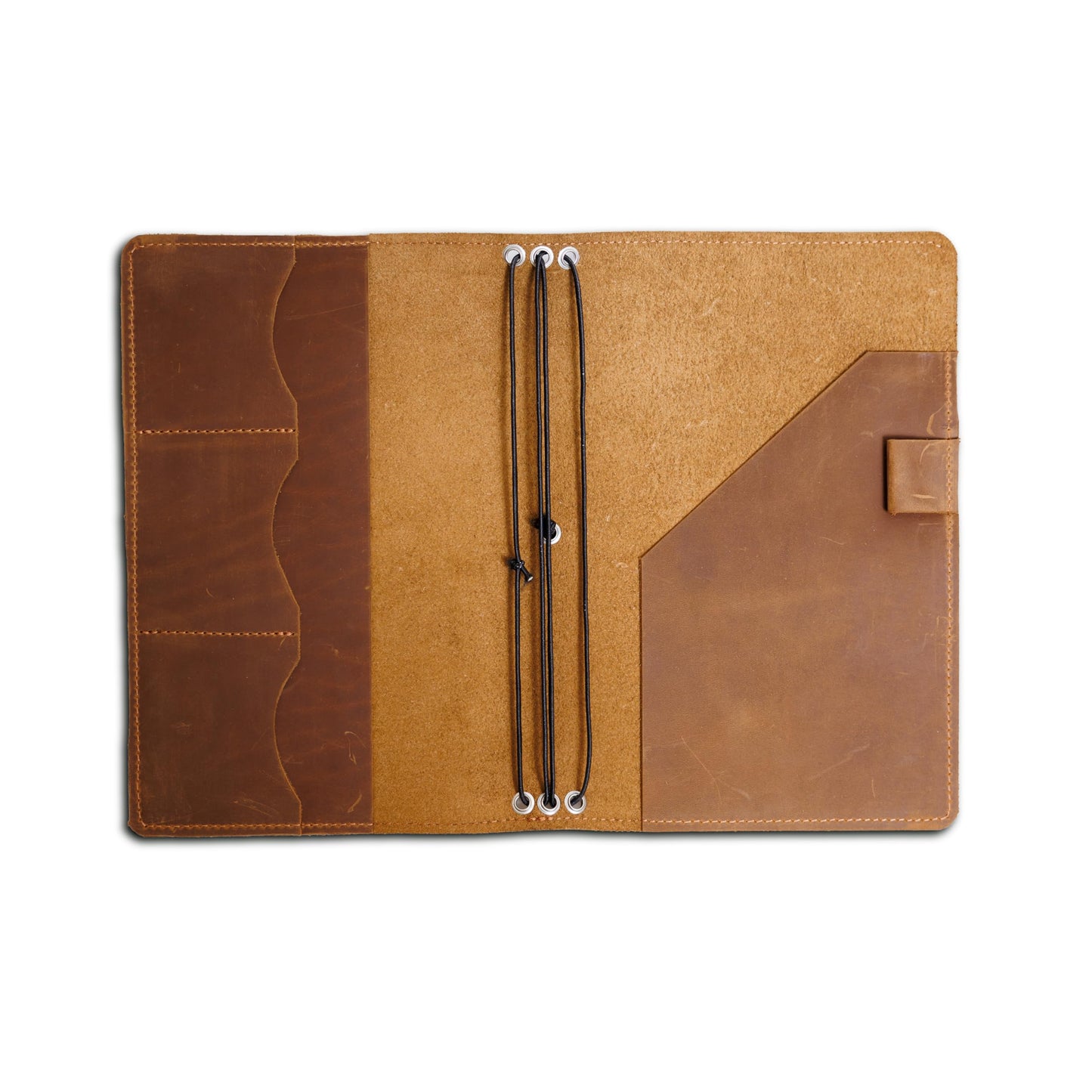 Leather Journal Cover A5 – Full Grain Handmade Notebook Cover with Card Slots, Pen Loop & Elastic Bands – Refillable Field Notes Planner for Work, Study & Travel, Premium Leather Gift Non-Custom