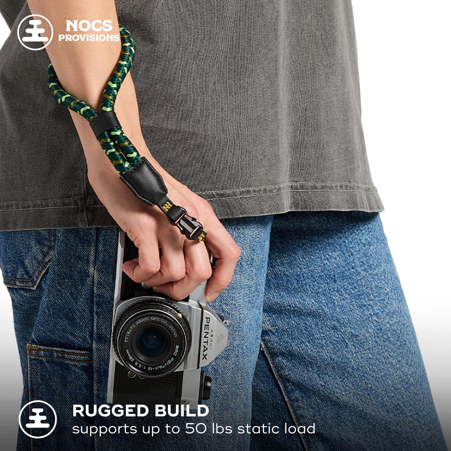 Nocs Provisions NocLoc Wrist Loop, Handheld Monoculars & Camera Strap Accessory with Quick‑Connect Tether - Backwoods Green
