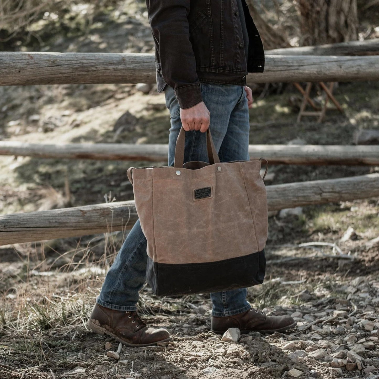 Barebones Neelum 16L Market Tote Bag - Reusable Grocery Bag - Canvas Tote Bag for Shopping (Khaki)