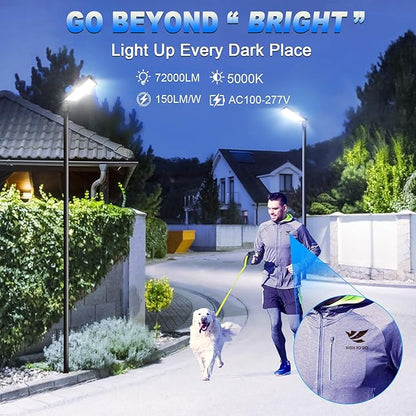 480W Parking Lot Lights Outdoor LED (72000LM 5000K Super Bright Dusk-to-Dawn IP65 Waterproof Commercial Security for Street Large Area Lighting with Slip Fit Adjustable 100-277V Heavy-Duty)