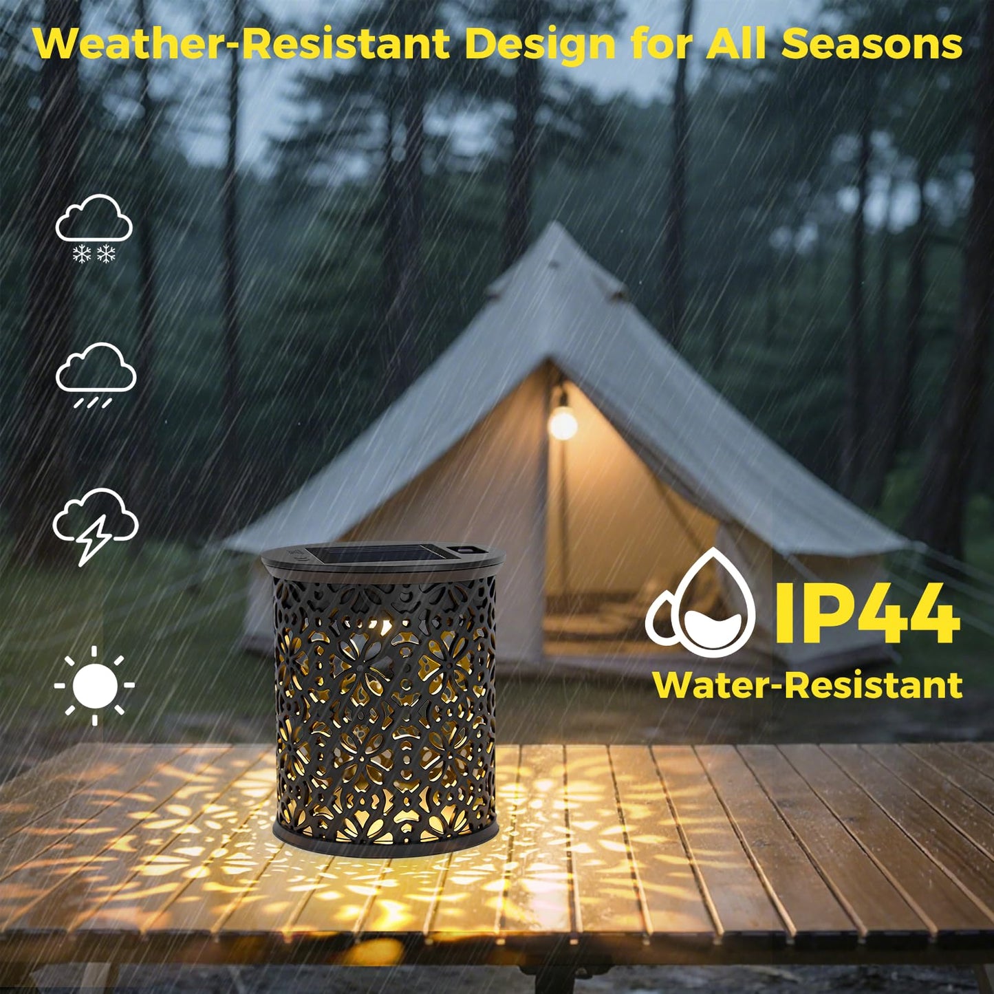 Small Solar Lanterns Outdoor Waterproof, Hollow Out Retro Solar Lights Auto On/Off for Outside Garden Yard Patio Porch Tabletop Decor (2)