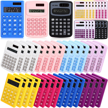 Yunsailing 48 Pcs Pocket Calculators Bulk Mini 8 Digit Handheld Calculator Small Basic Standard Calculator for Students Kids Teachers School Desktop Home Office, 3 Designs (Fresh)