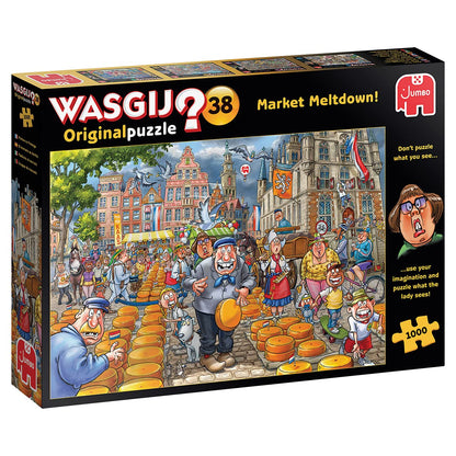 Jumbo, Wasgij, Original 38 - Market Meltdown!, Unique Collectable Jigsaw Puzzle for Adults, 1,000 Piece