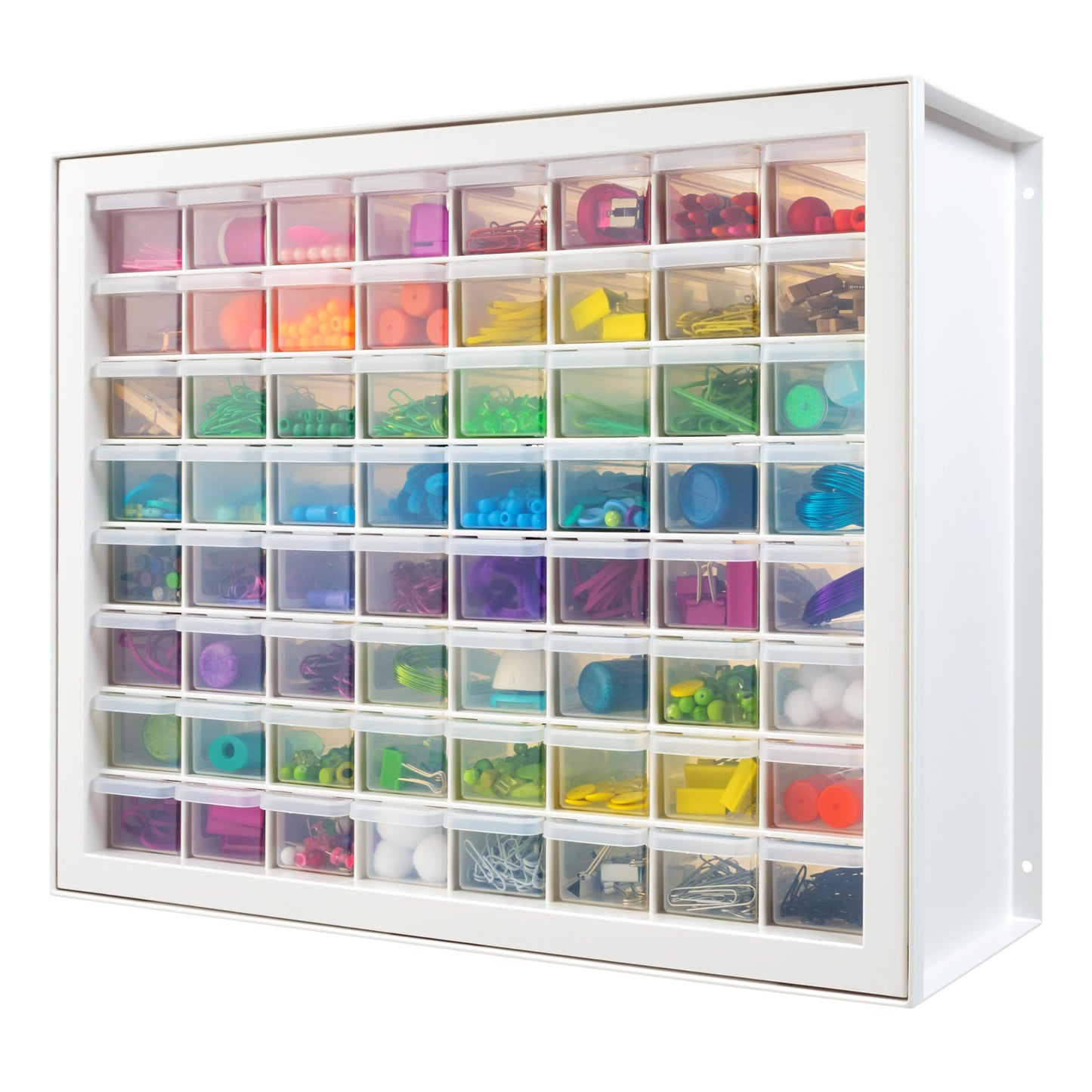 IRIS USA Small Parts Storage Cabinet, Made in USA, 64-Drawer Organizer Chest for Hardware, Screws, Nuts & Bolts, Charms, Beads, Craft Supplies, Scrapbook & Hobby Storage, Teacher Toolbox – White