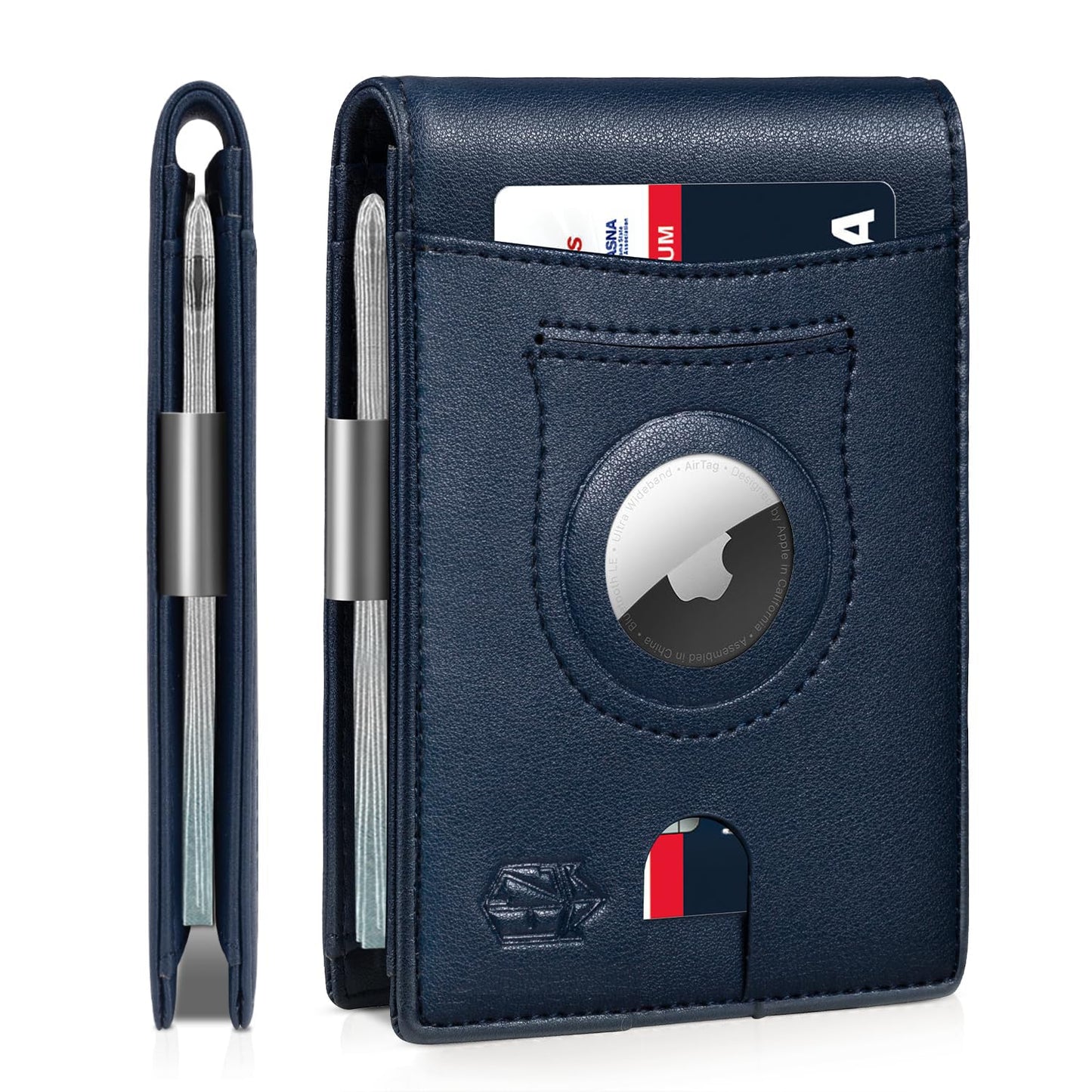 Zitahli Airtag-Wallet-Mens-Slim-RFID Blocking Wallet Leather with Money Clip Air Tag Wallet Card Holder Bifold Gifts for Men