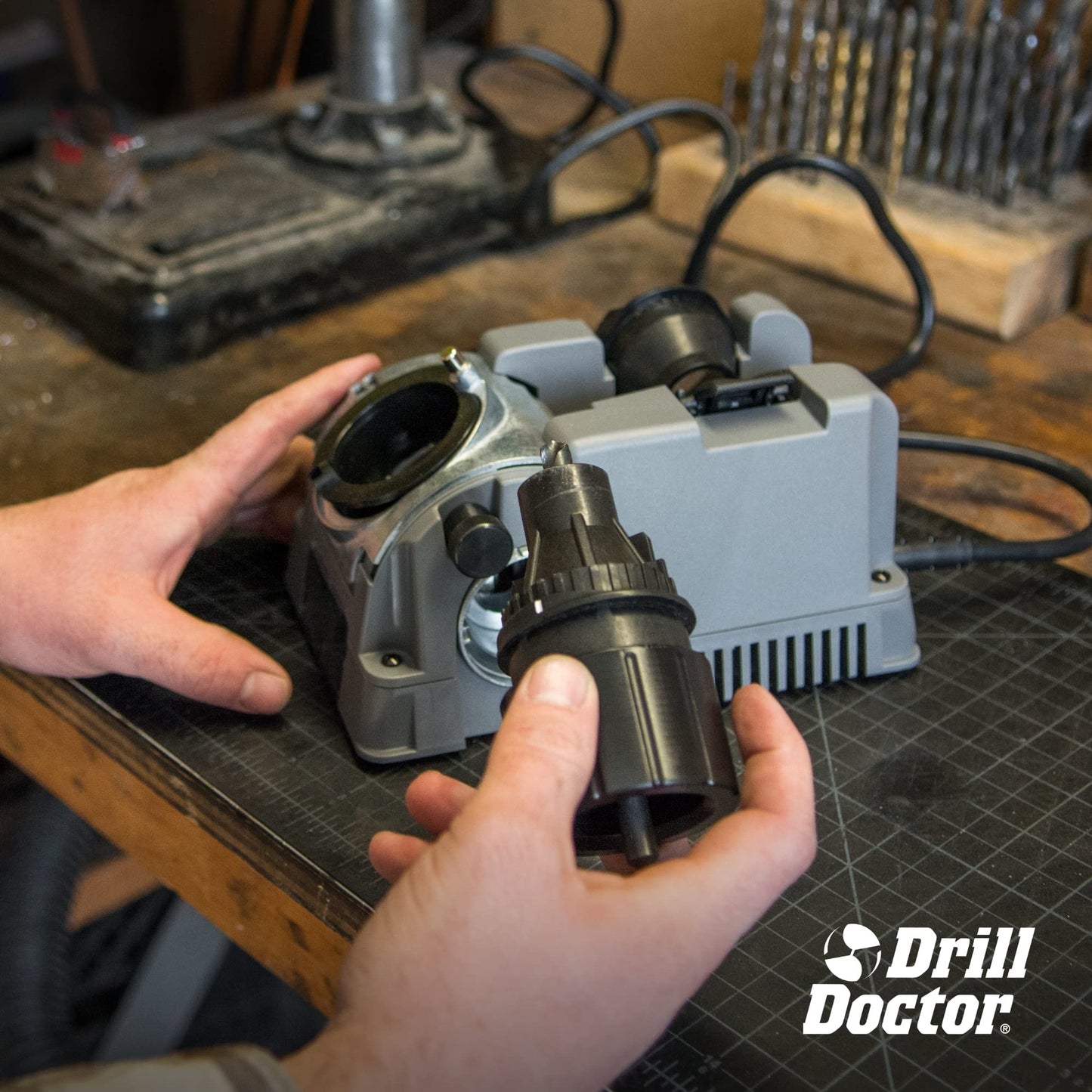 Drill Doctor DD750X Electric Drill Bit Sharpener, 3/32-3/4" High-Speed, Portable - Steel, Masonry, Carbide, Cobalt, Tin-Coated Bits, Adjustable Angles