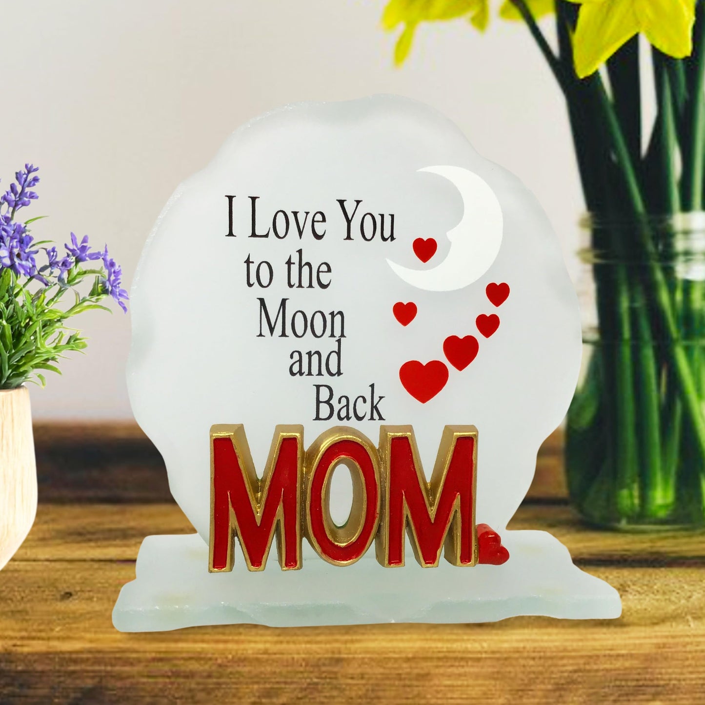 Mom Message Plaque Gift for Mom from Daughter or Son – “I Love You to the Moon and Back” Acrylic Keepsake – Sentimental Mother Gift for Mother’s Day, Birthday, Christmas Decor Sign