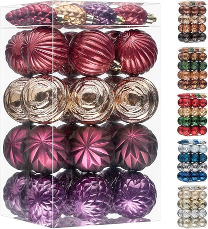 JORNOY Blue and Silver Christmas Tree Ornaments - 2.36inch/60mm Shatterproof Ornaments for Christmas Tree Set Plastic Decorative Hanging Balls Ornaments for Xmas Tree Decorations, 40ct (Jewel Tone)