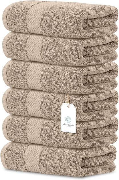 White Classic Luxury Taupe Hand Towels