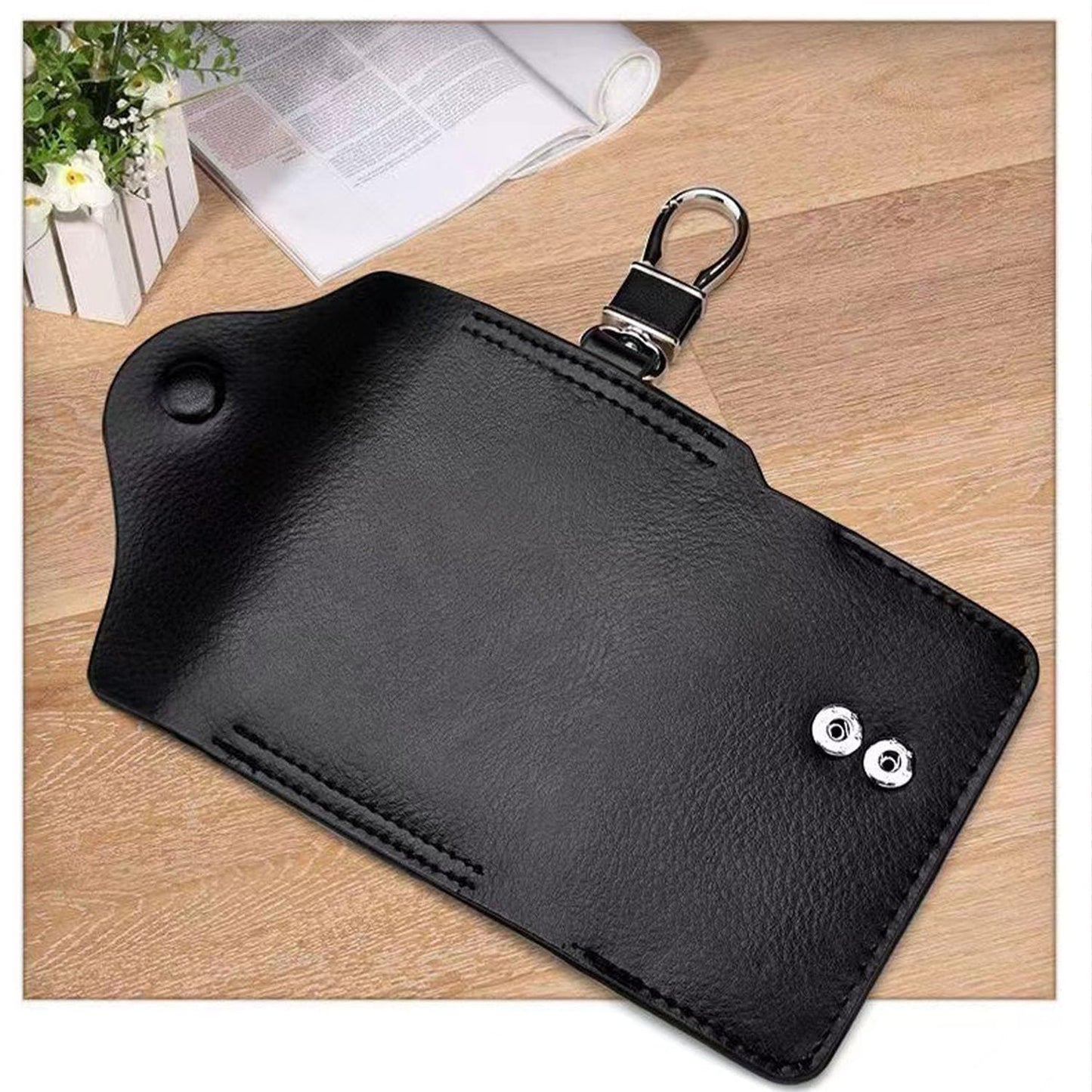 FAYZSOWSR Keys Holder, Leather Men Wrap 8 Keys Position Key Holder Genuine Leather Key Case Metal Clasp Key Case for Cards (Brown)
