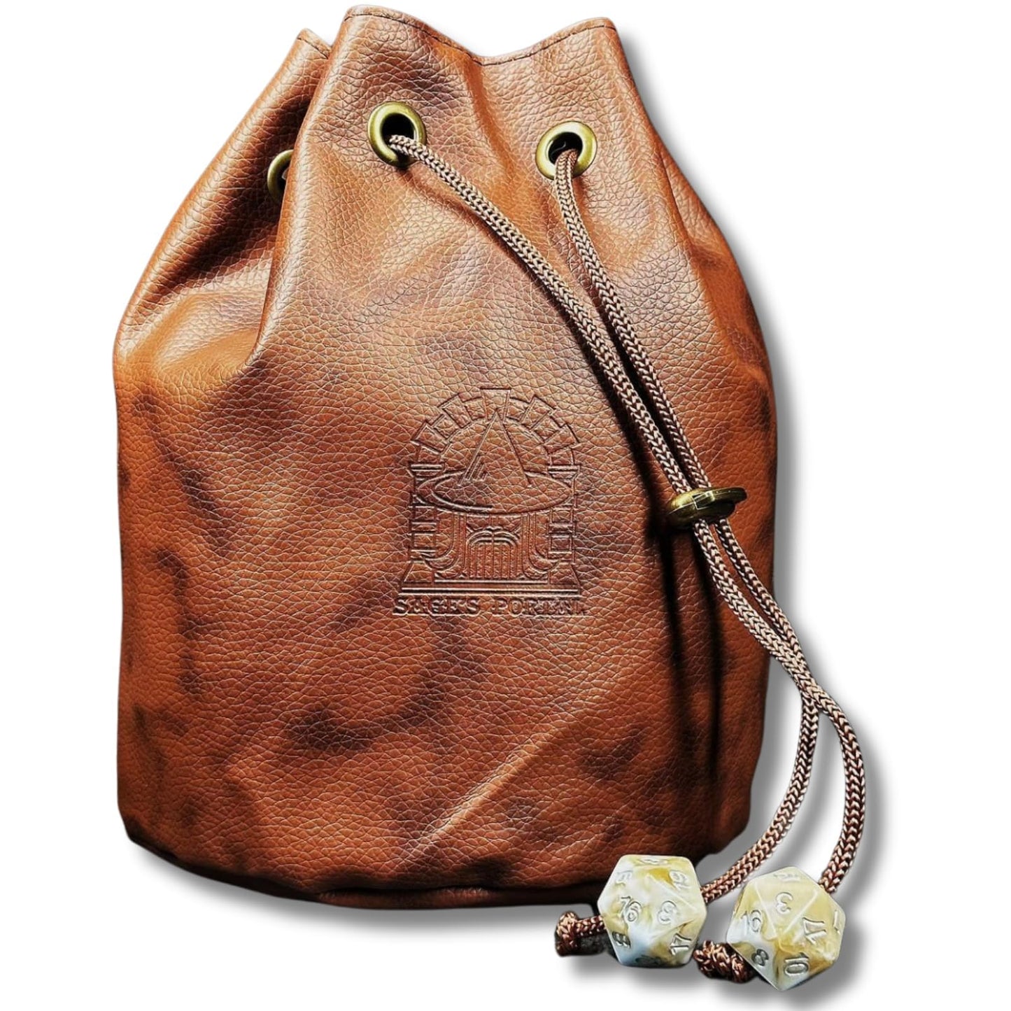 Sage's Portal Large DND Dice Bag, Holds 200+ Dice, Velvet-Lined PU Leather Drawstring Pouch with 4 Pockets for Dungeons and Dragons RPG MTG, D&D Gift for Dungeon Masters and Players