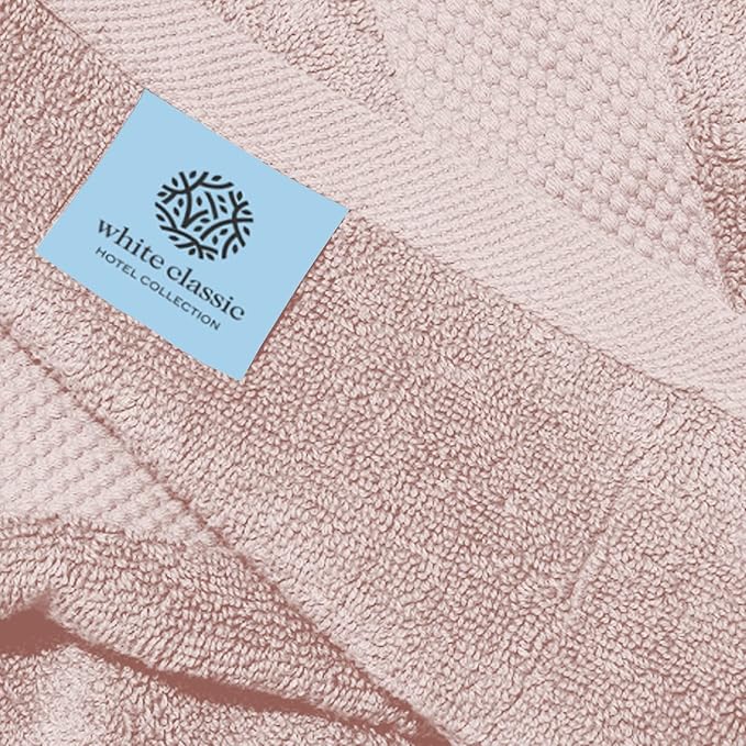 White Classic Luxury Pink Hand Towels
