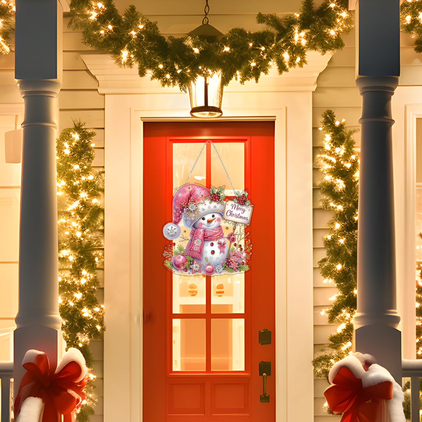 Diamond Art Hanging Kit for Adult,Special Shaped Rhinestone,DIY Acrylic Diamond Art Painting Window Pendants Home Garden Wall Hanging Kits Hanging Ornament,Double Sided. (Christmas Snowman-2)