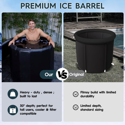 AWEMUFA Cold Plunge Tub for Athletes, 100 Gallon Inflatable Ice Bath Tub Water Chiller Compatible, Portable Ice Tubs for Cold Plunge with Insulated Lid for Outdoor & Indoor Recovery