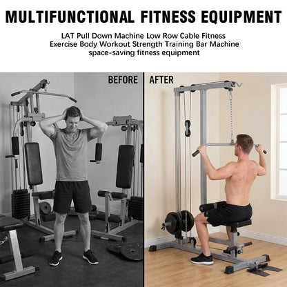 GDLF LAT Pull Down Machine Low Row Cable Fitness Exercise Body Workout Strength Training Bar Machine