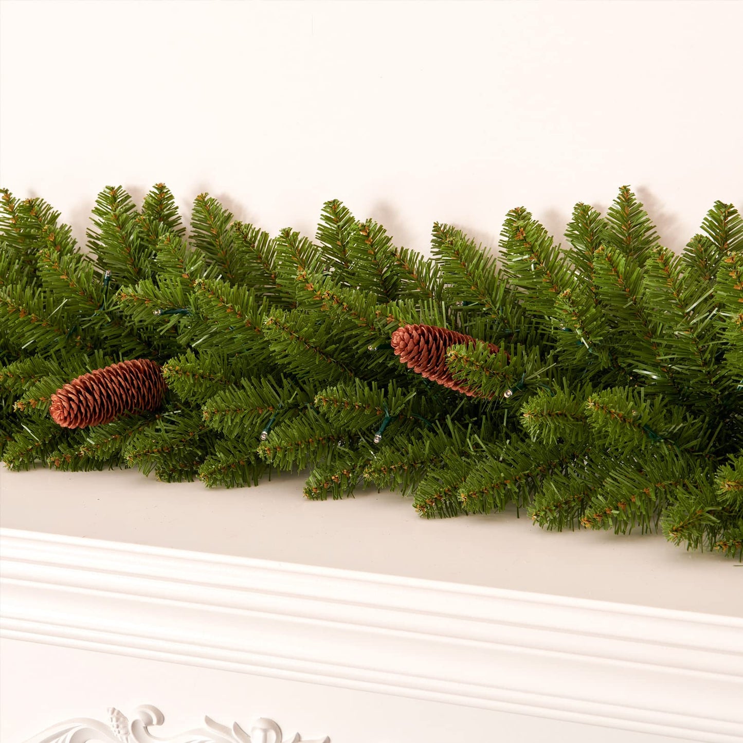 AMERZEST 9 FT Christmas Garland Pre-lit 70 LED Lights Holiday Artificial Decor for Stairs Mantle Door Indoor Outdoor Garland with Battery Operated Timer