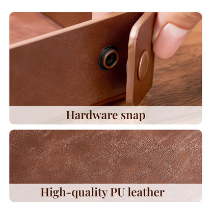 Josmimic Catch All Valet Tray - EDC Organizer for Key, Wallet, Watch, Jewelry, Phone, coin change | Faux Leather Storage Tray for Dresser, Nightstand, Desk, Entryway, Travel Storage | Brown