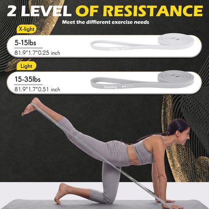 Seenelling 36 Pcs Resistance Bands Set, Elastic Workout Bands for Home Gym, Strength Training, Yoga and Physical Therapy, Exercise Loop for Men and Women (0.51 Inch,Gray)