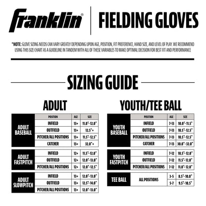 Franklin Sports Field Master Series Baseball Gloves, Left Handed Thrower, 10.5"