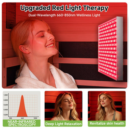 Real Relax Infrared Sauna with 660 & 850nm Red Light Therapy, Full Spectrum Sauna with 7 Heater, 1290w 120v, Fast Heat-Up, 1 Person Canadian Hemlock Wood Dry Sauna for Indoor, Home Gym, 31.5*30.3*67"