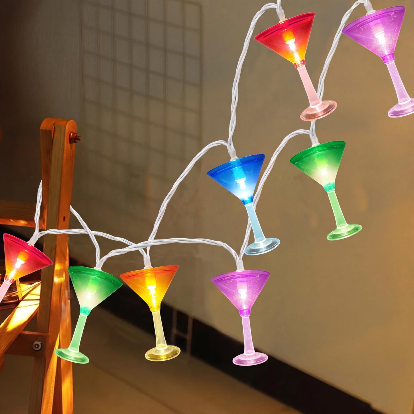 SUNSGNE LED Summer Decorative Indoor String Lights, 8.5ft Margarita Cup Hanging String Lights, Plug in Warm White Fairy Light String for Outdoor Party Birthday Holiday Bistro Bar Decorations