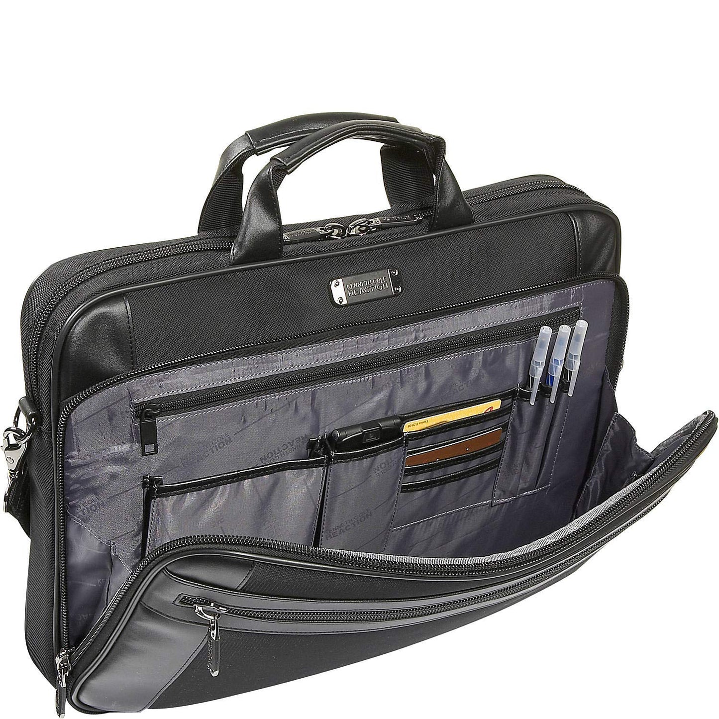 Kenneth Cole Reaction Urban Traveler Slim 18.4" Laptop Sleeve Top Zip Computer Portfolio Bag, Black