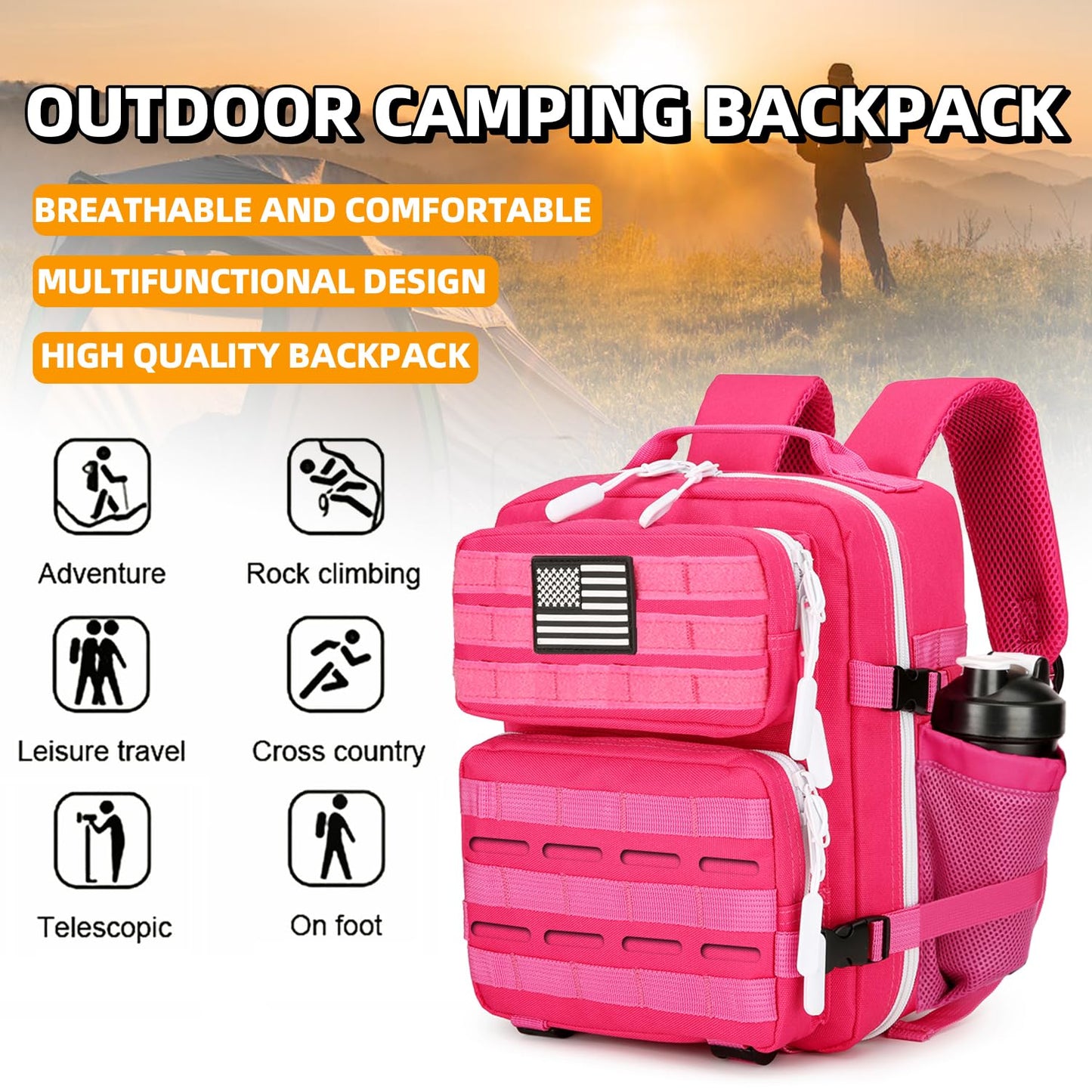 HongXingHai 9L Mini Tactical Backpack for Men and Women Tactical Backpack Small for Hiking Small Tactical Bag Fitness Pack