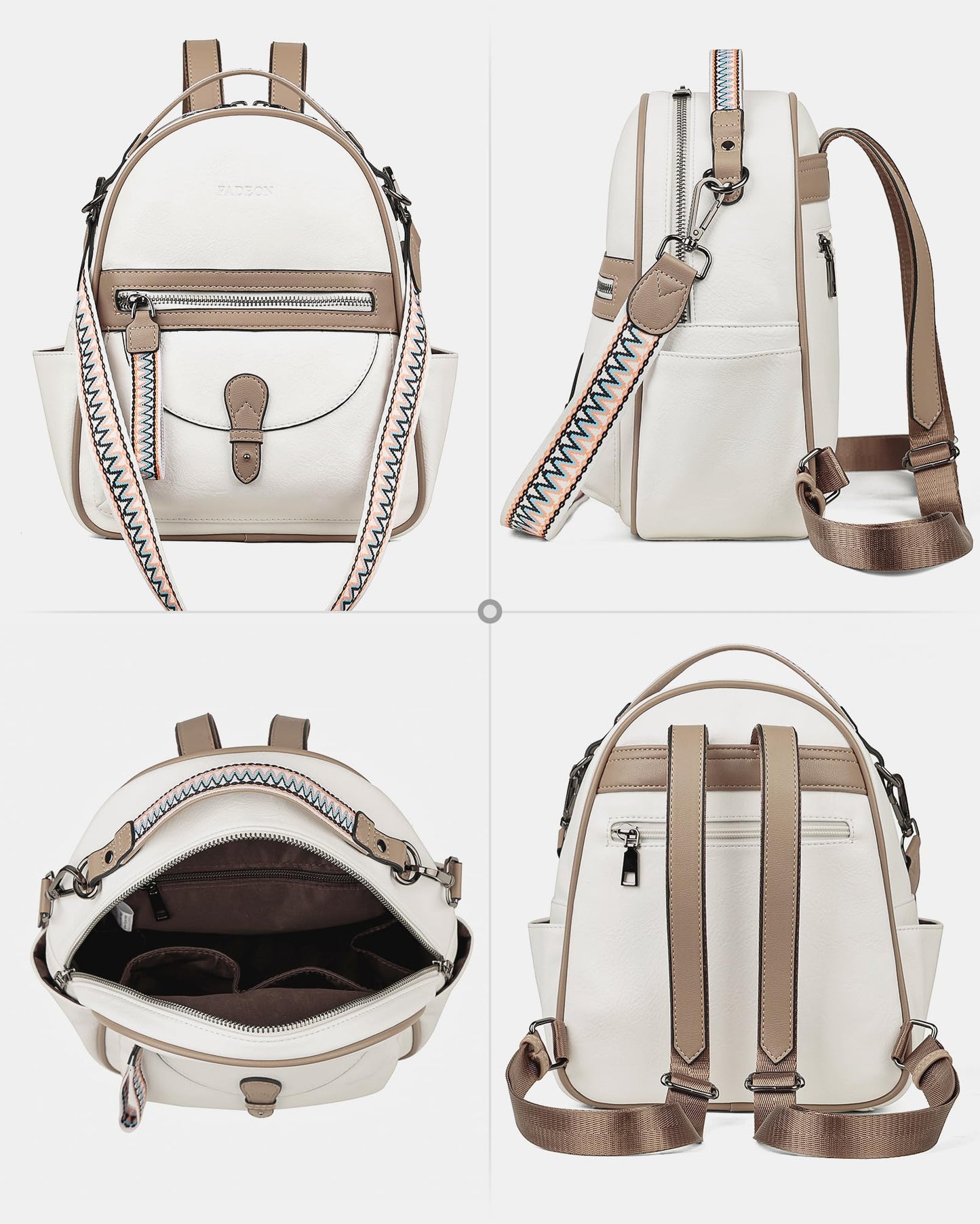 FADEON Mini Backpack Purse for Women, Designer Leather Cute Roomly Small Backpacks, Ladies Shoulder Backpack Fashion Handbag