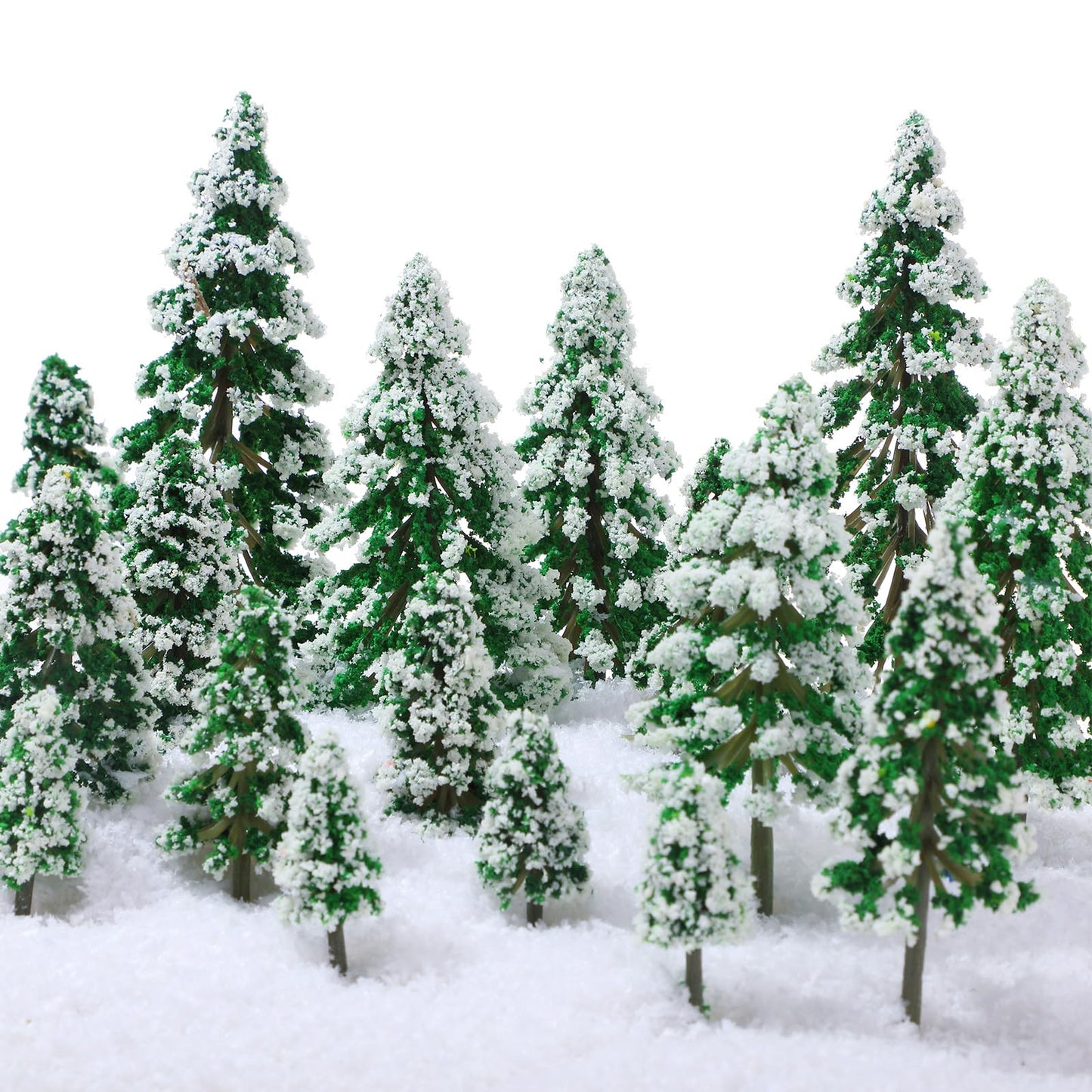 Skylety 35 Pieces Model Trees 6.3-1.2 Inch Mixed Miniature Trees Diorama Supplies Fake Plants Train Scenery Landscape Christmas Village Architecture DIY Crafts(Green,Snowy Cedar)