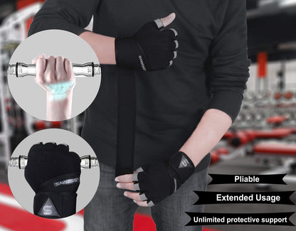 SAWANS Fitness Workout Gloves Gym Weight Lifting Gloves for Men Women Breathable Gymnasium Wrist Support Padded Deadlifts Exercise Training Pull Ups
