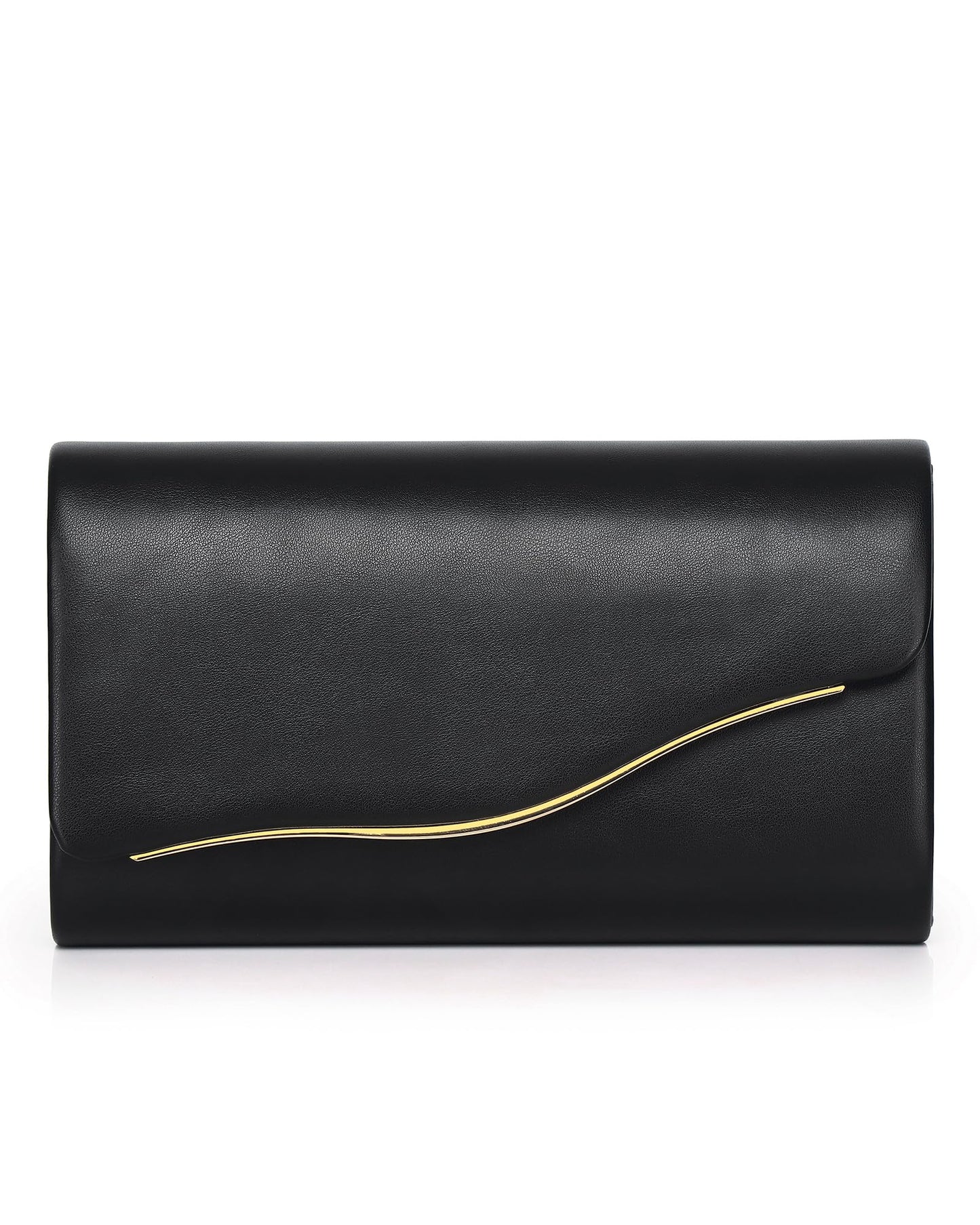 Labair Women Evening Bag Vegan Leather Envelope Clutch Purses Handbags for Wedding Party Formal. (Black)