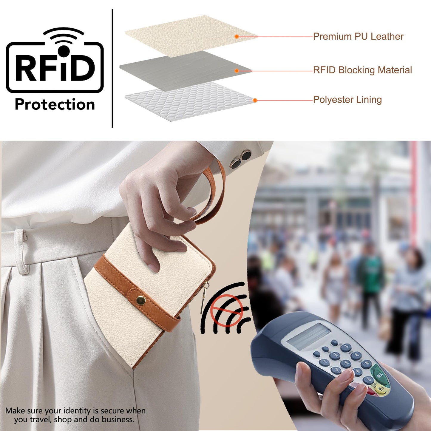 Small Wallet Women RFID Blocking Vegan Leather Slim Thin Bifold Credit Card Wallet Passport Holder Ladies Travel Wallet Mini Purse with Zipper Pocket