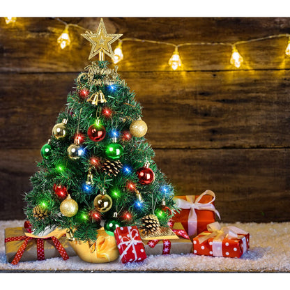 AGIRL Tabletop Christmas Tree 22 Inch Mini Artificial Christmas Tree with 30 LED String Lights, Star Tree, Tabletop Small Xmas Tree for Holiday Indoor DIY Christmas Decor