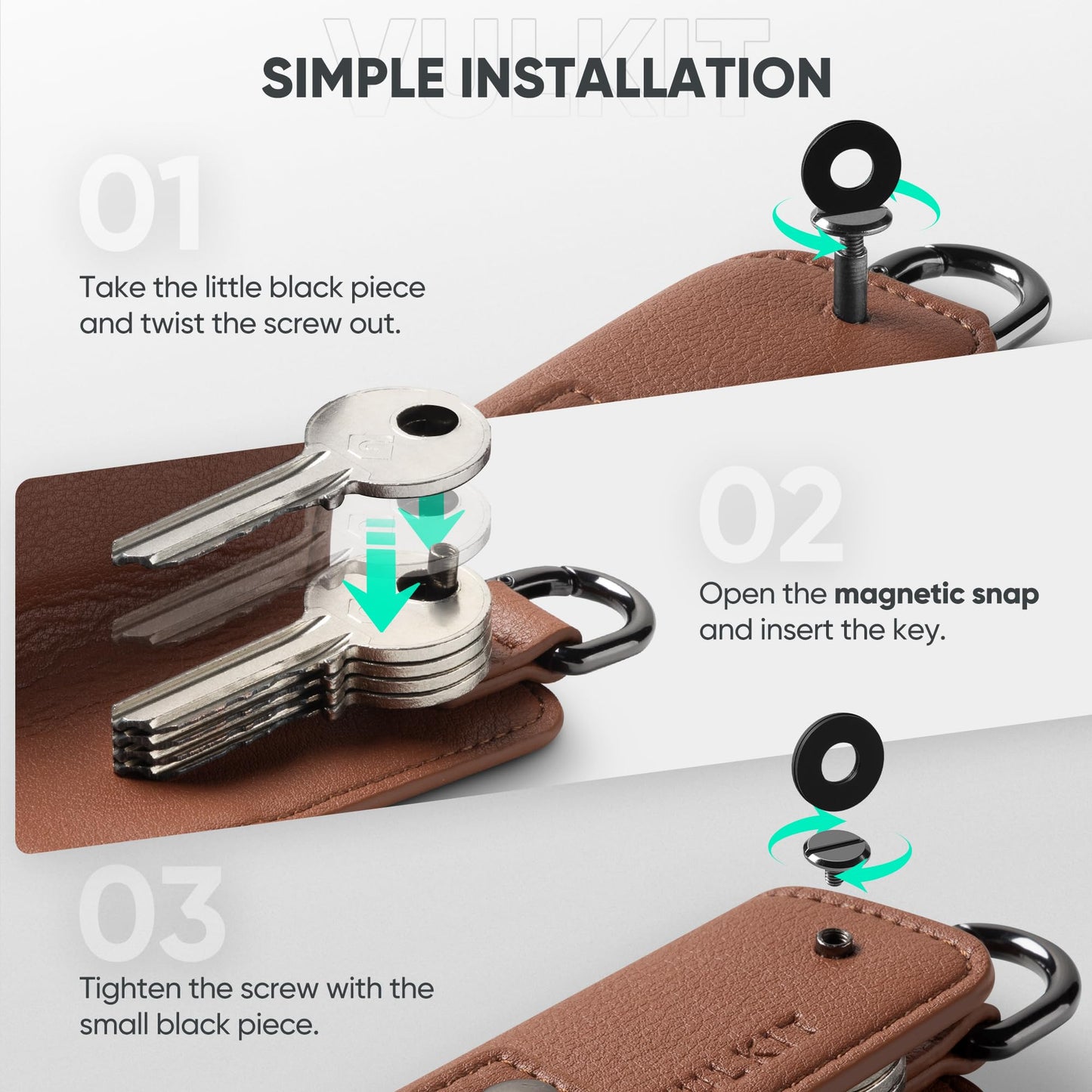 VULKIT Key Organizer Premium Leather Keychain Compact Design Everyday Carry Accessories