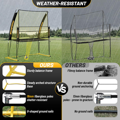 MangoStar Volleyball Training Equipment, Volleyball Net System with Freely Height-Adjustable for Backyard, Volleyball Practice Net for Serving Setting Spiking, Easy Set Up for Indoor and Outdoor Use