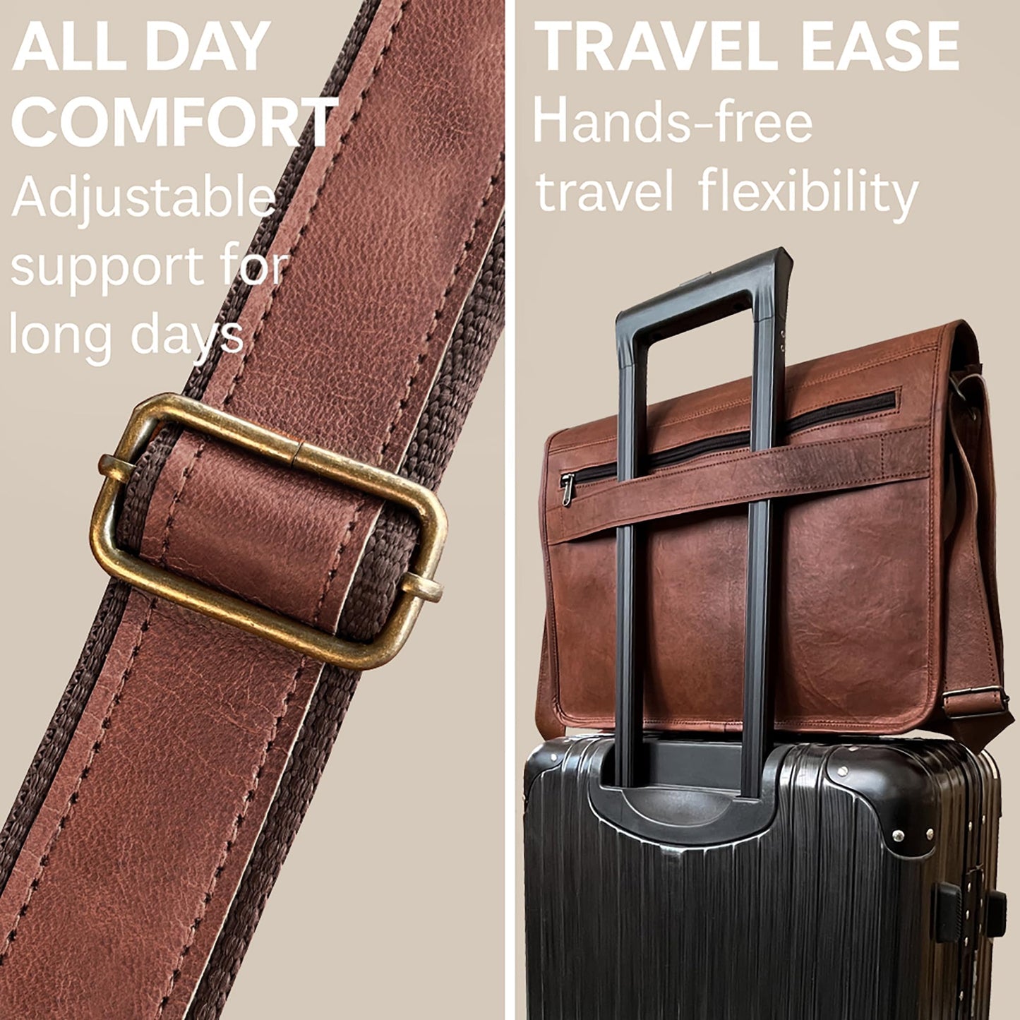 RUSTIC TOWN 15 inch Vintage Crossbody Full Grain Leather Laptop Messenger Bag