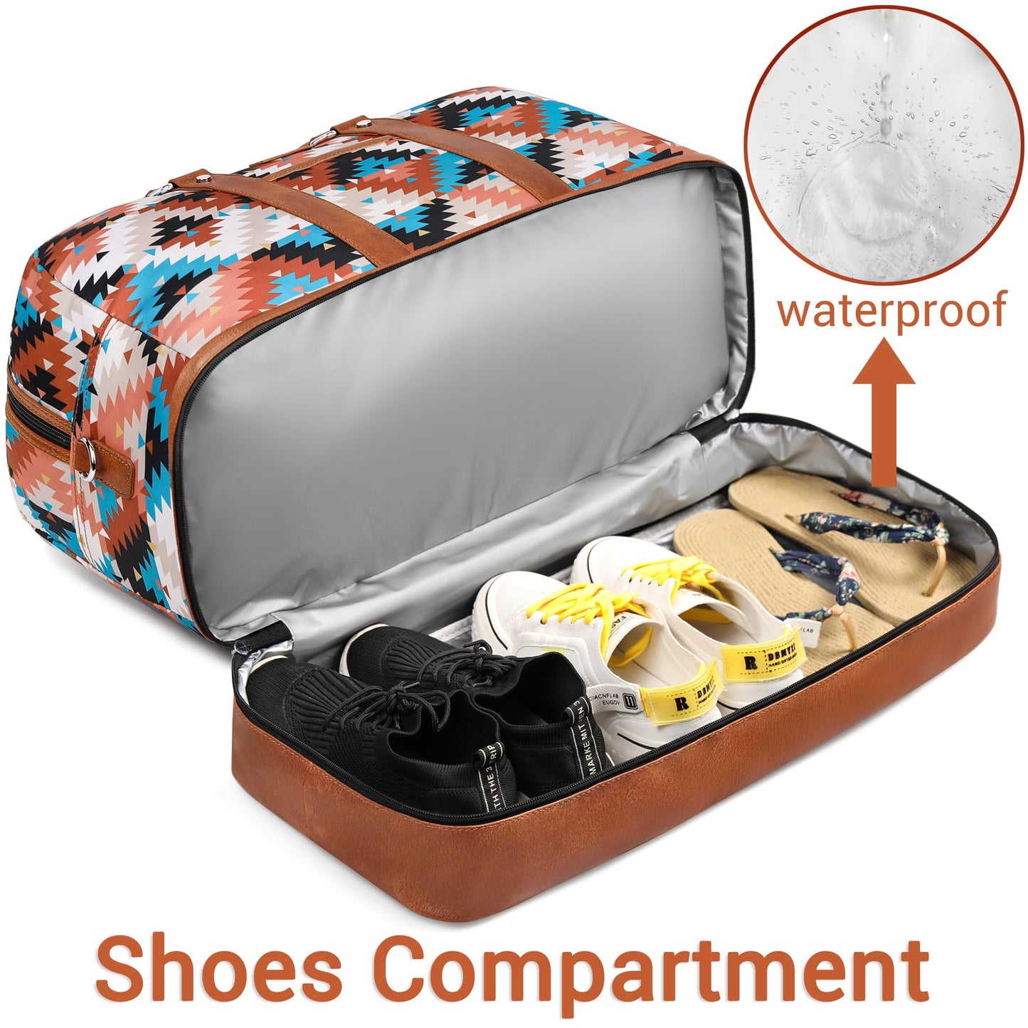 Weekender Bags for Women, 3PCS 21" Large Travel Duffle Carry on with Crossbody Bag & Toiletry Bag, Water-Resistant Shoe Compartment, Trolley Sleeve, for Business Weekend Overnight Trips