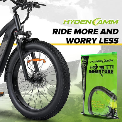 Fat Tire Bike Inner Tubes - 20/26 x 3.0/3.5 Butyl Tubes with 32mm AV Schrader Valve | 2/4 Pack with Tire Levers