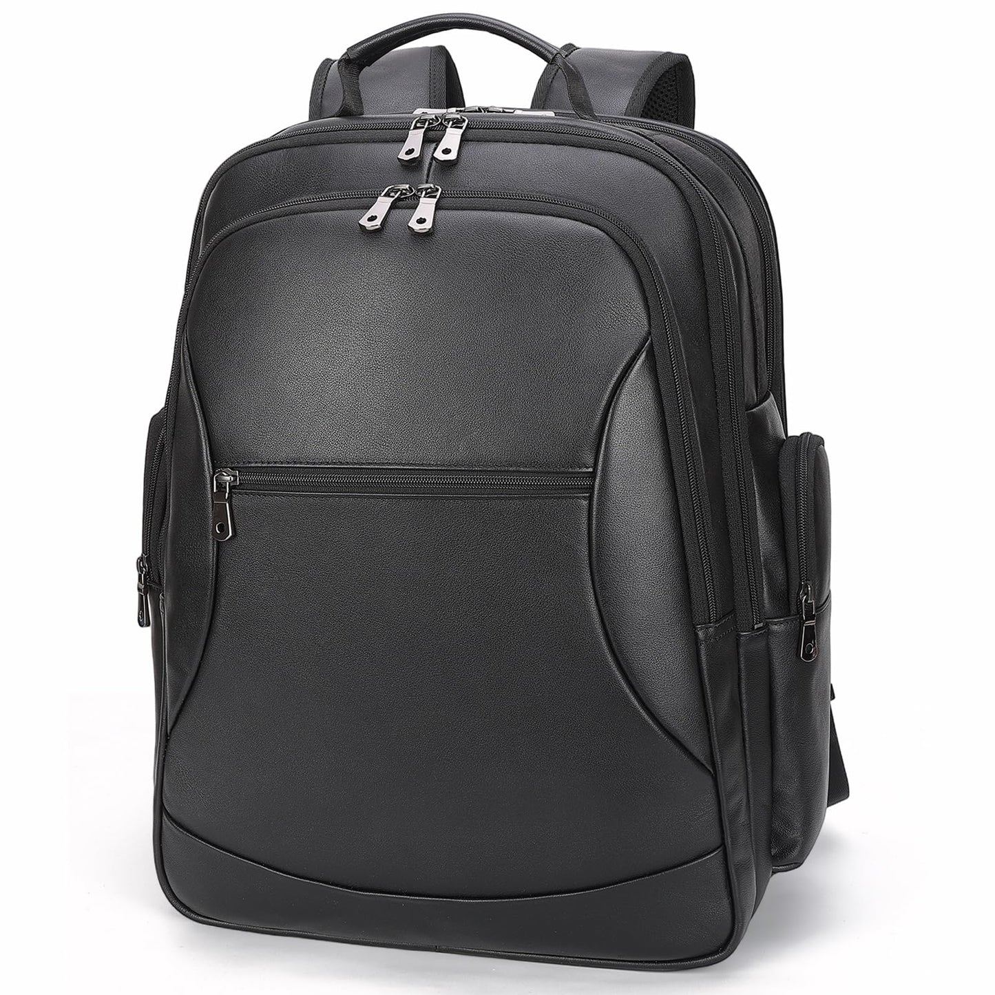 TIDING Genuine Leather Backpack for Men Large Capacity 17.3 Inch Laptop Bag Black Waterproof Business Work Travel Daypack