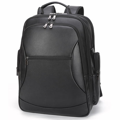 TIDING Genuine Leather Backpack for Men Large Capacity 17.3 Inch Laptop Bag Black Waterproof Business Work Travel Daypack