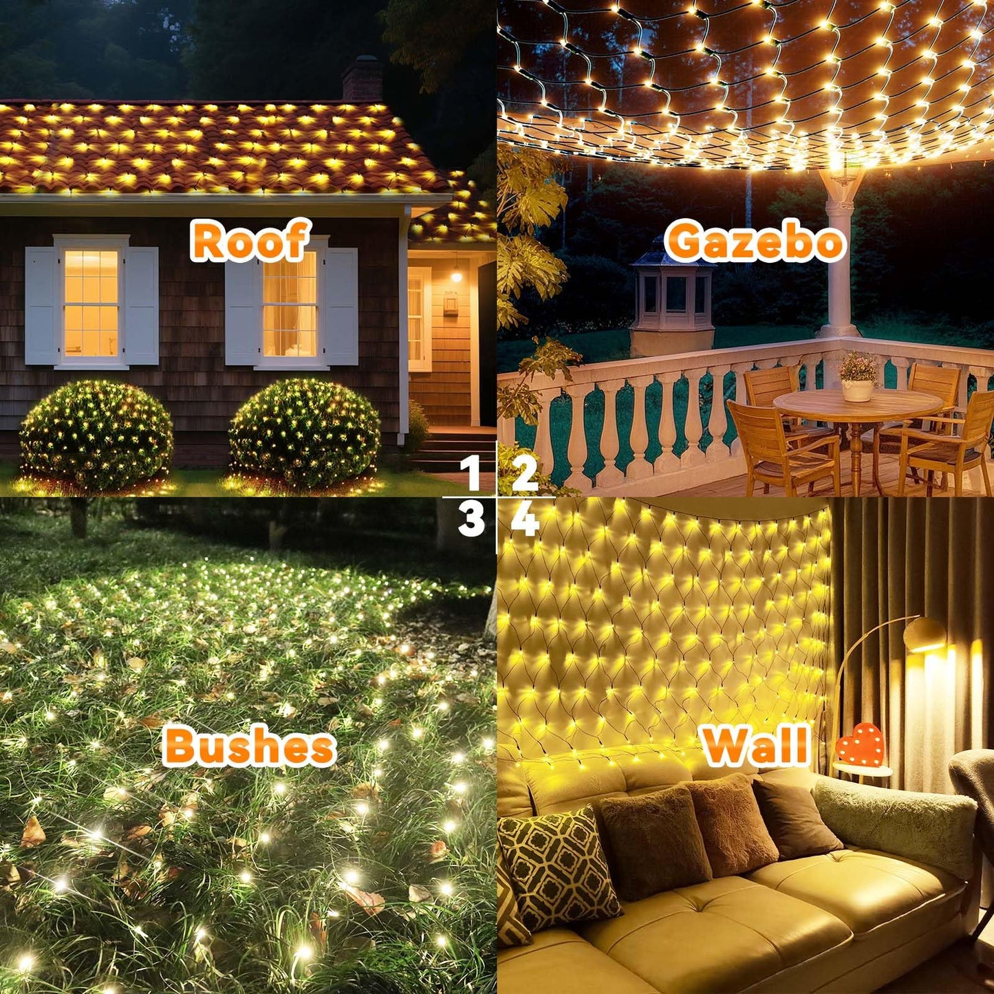 LitHome 21FT x 5FT Christmas Net Lights Outdoor Mesh Lights, 360 LED Warm White Net Light 8 Modes Connectable, Waterproof Giant Christmas Mesh Light Green Wire for Bushes Garden Yard Party Tree Decor