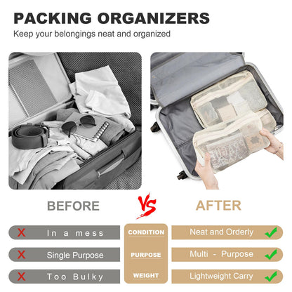 NOL Natural Organic Lifestyle 3-Pack Mesh Travel Toiletry Bags - Clear Zipper Travel Organizer, Airport Carry-On Compliant Reusable Cosmetic Makeup Bag for Women & Men (Cream)