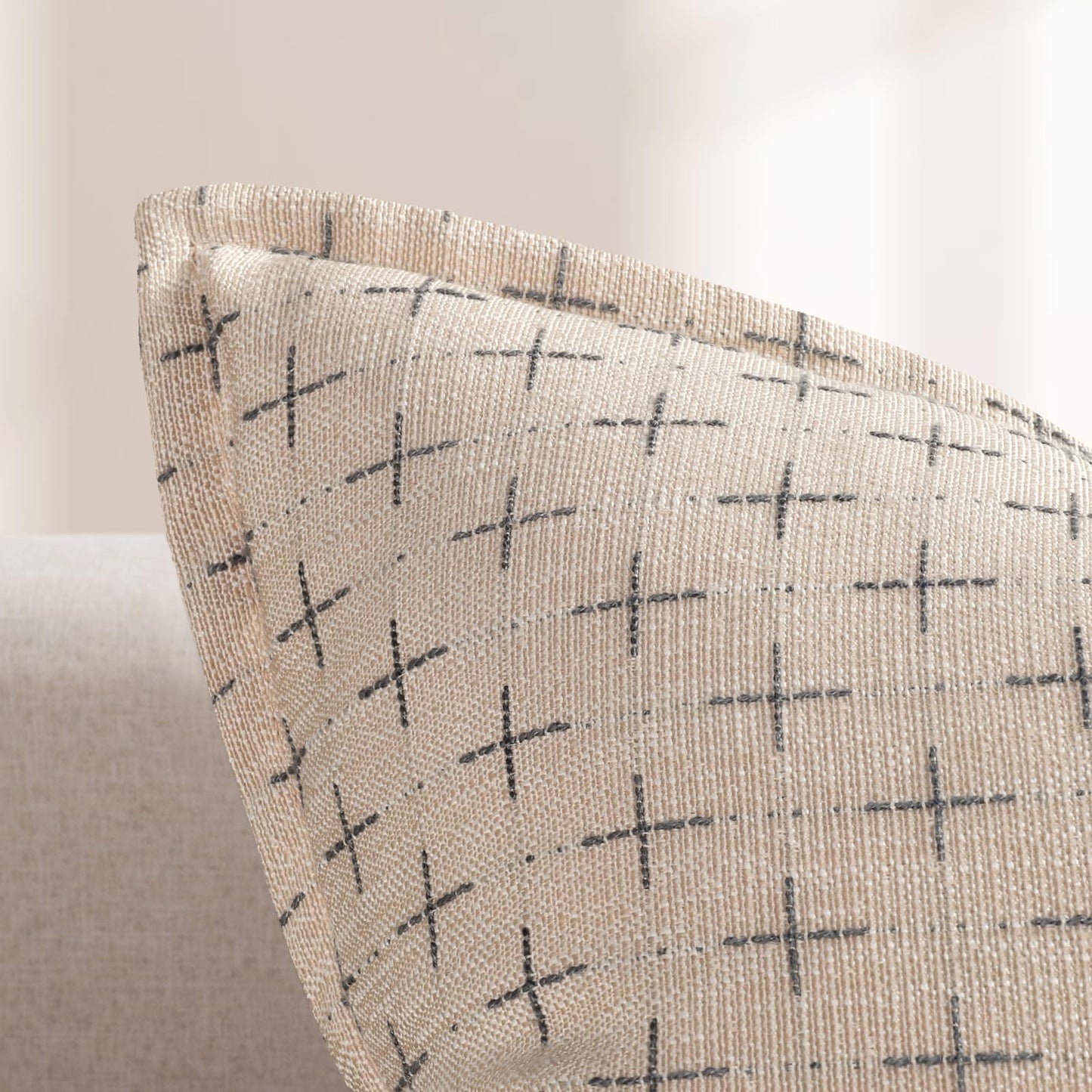 ZWJD Pillow Covers 24x24 Set of 2 Soft Polyester Textured Pillow Covers with Stylish Flange Edge Cozy Farmhouse Throw Pillows for Couch Bed Sofa Living Room