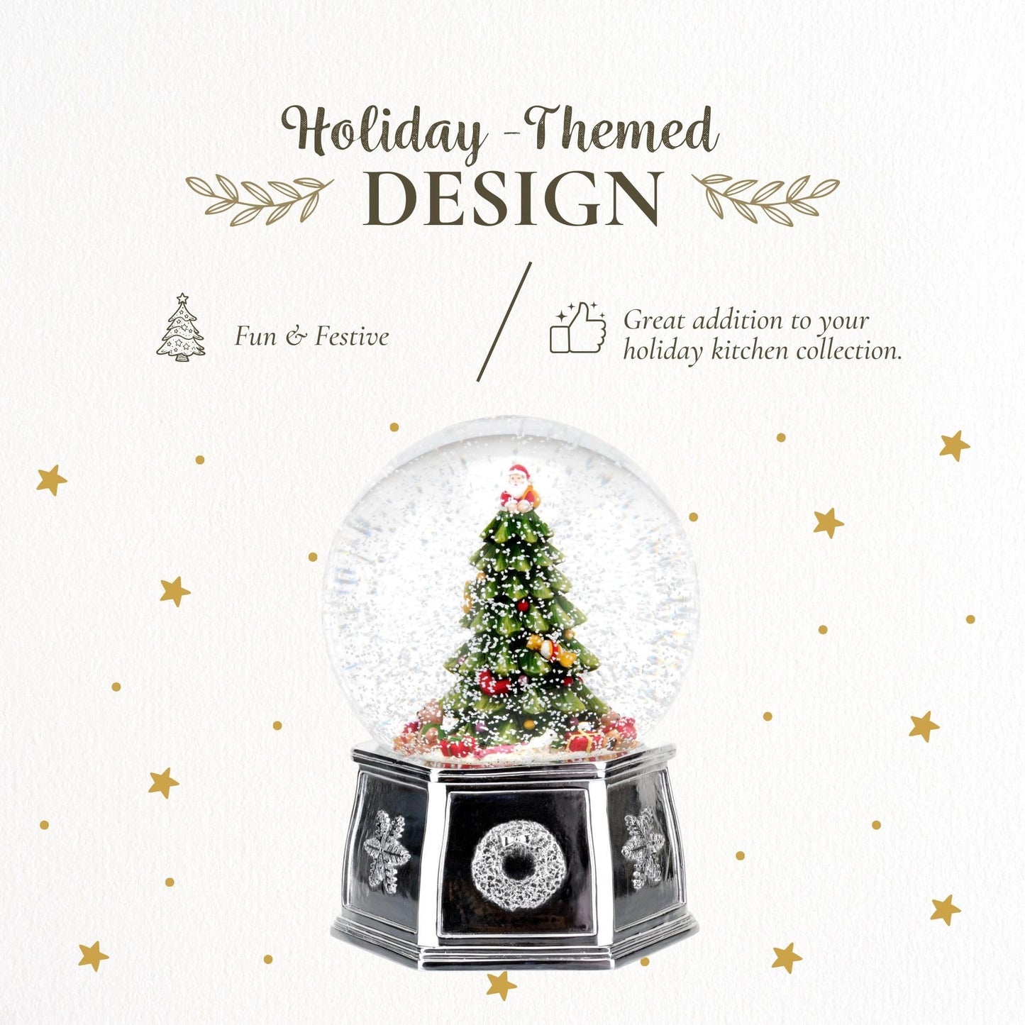 Spode Christmas Tree Winter Wonderland Snow Globe, Plays Soothing Music - Durable Dolomite, Personalized Collectible Great for Christmas, Weddings, Home Décor