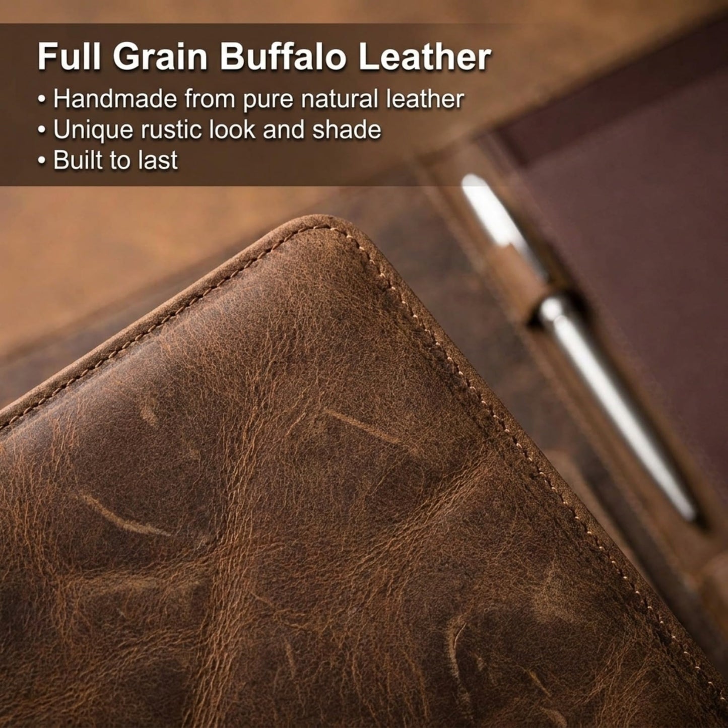Moonster Leather Portfolio Professional Organizer Padfolio – Resume Folder with Luxury Pen - Leather Binder Portfolio Writing Pad with Business Card Holder - Portfolio Folder for Men & Women