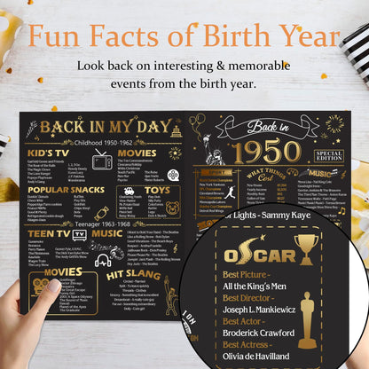 OLOSONG 75th Birthday Card for Men Women, Funny 3D Pop Up 75th Birthday Gifts for Grandma Mom Dad, Back In 1950 Happy 75 Year Old Birthday Decorations Cards for Her Him