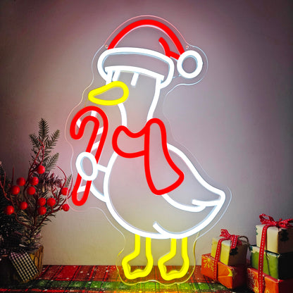 Jeanchrl Christmas Goose Neon Sign Silly Goose Neon Light Sign for Bedroom Kids Room Porch USB Powered Merry Christmas LED Sign Winter Holiday Neon Wall Decor Goose Gifts for Family Friends