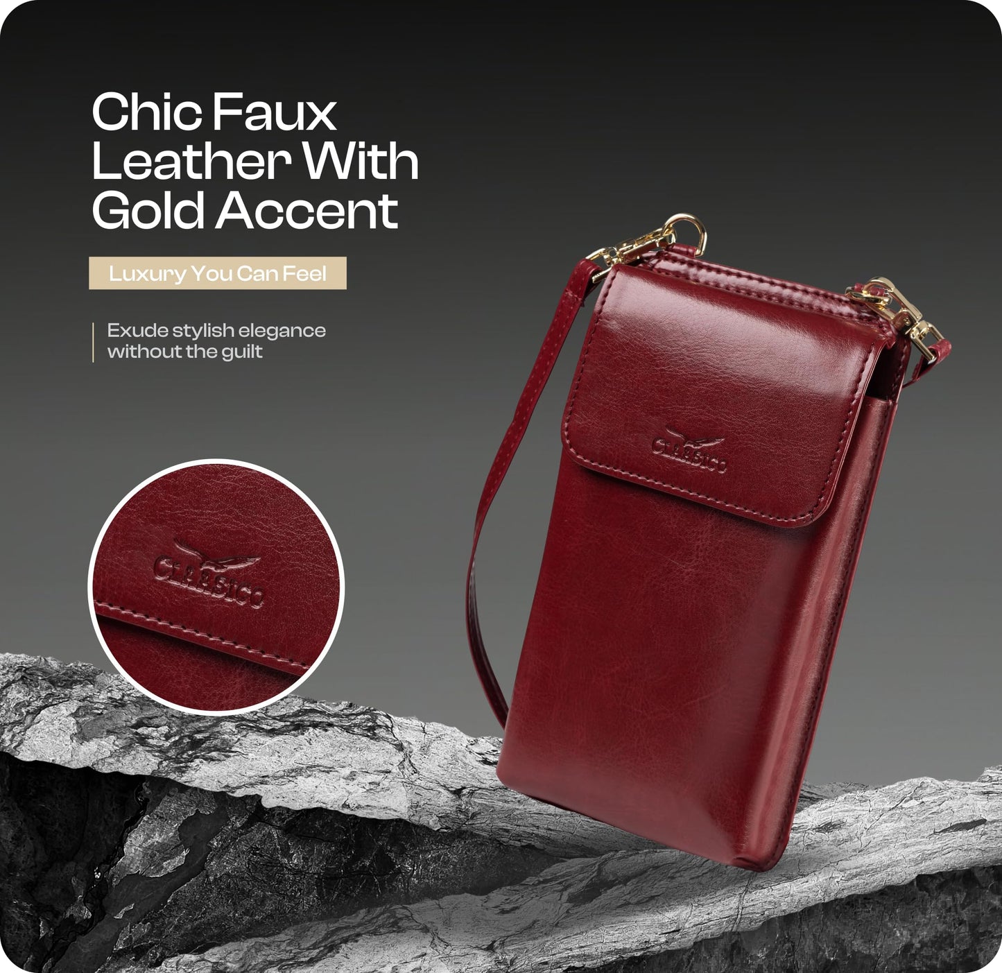 Claasico Crossbody Phone Purse for Women – RFID Phone Case Wallet w/Magnetic Closure & Separate Zipper Pocket Crossbody Bag
