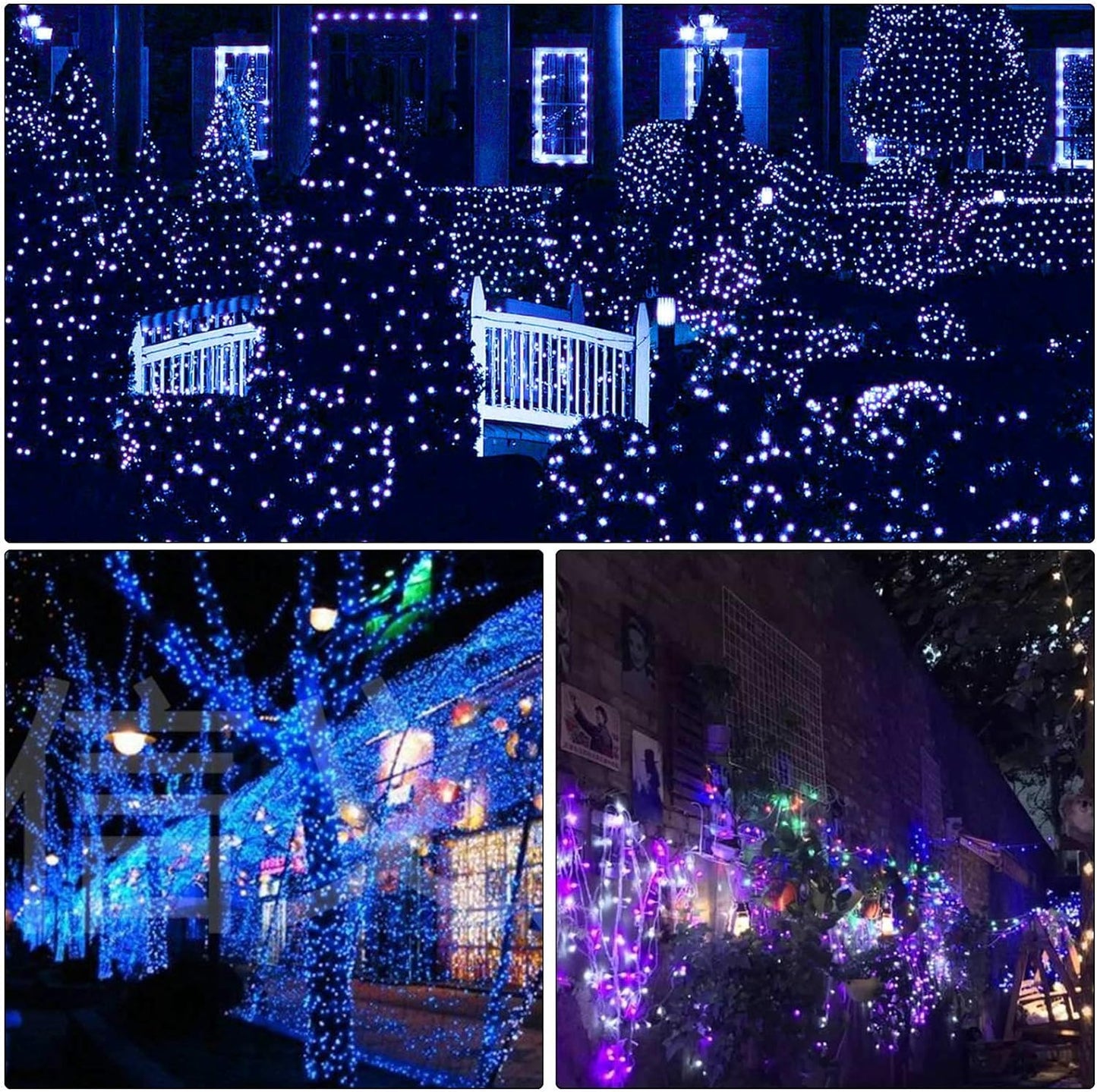 ILLUMINEW 300 LED Blue Outdoor Indoor String Lights, Safety Plug in 8 Modes 108Ft Twinkle Lights,Christmas Tree Wire Fairy Lights for Bedroom, Party Decor(300Led-Blue)