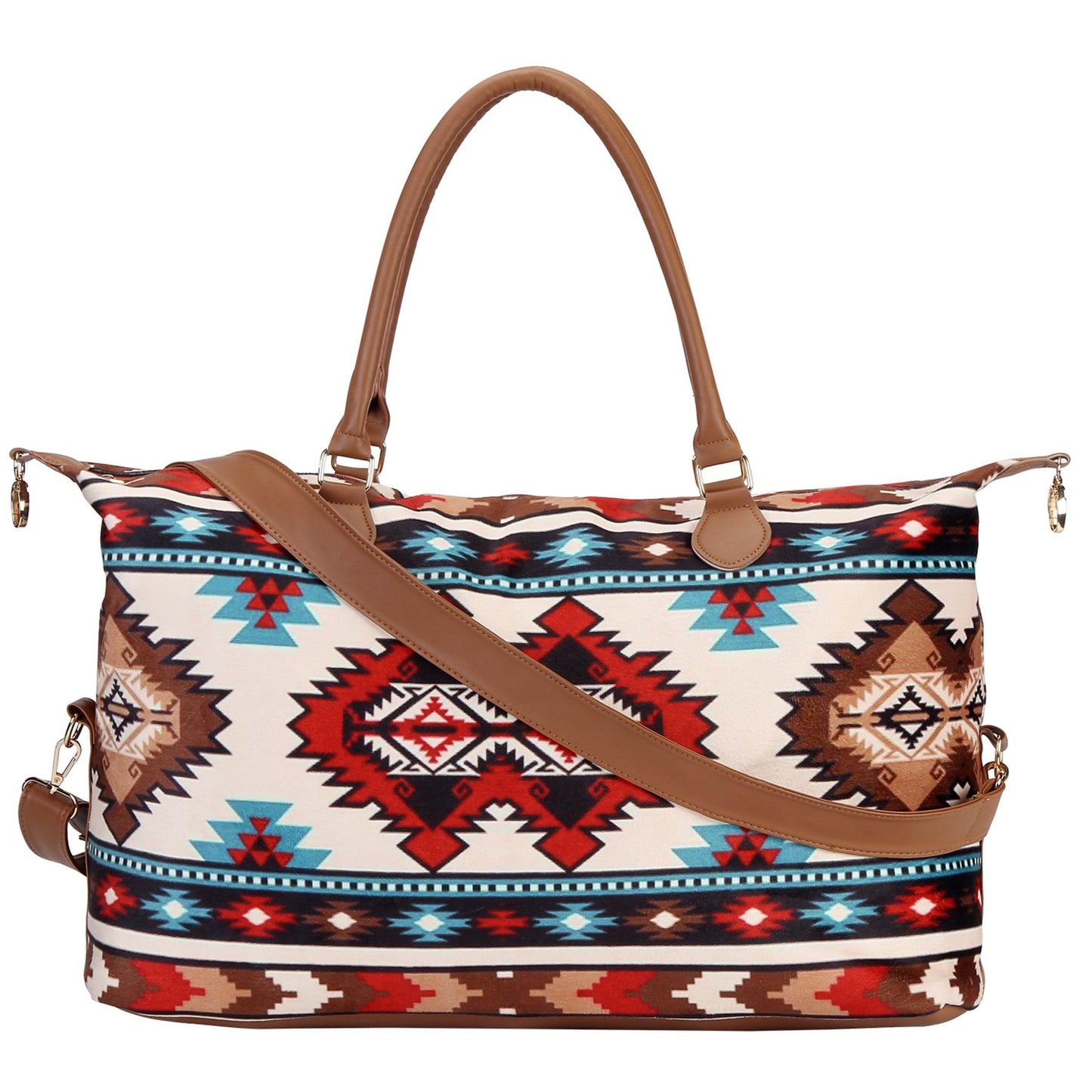 Atzec Print Duffle Bag with Shouler Strap Cow Print Overnight Bags for Women Western Weekender Bag for Hospital Maternity